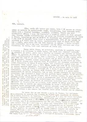 Carta de Vladimir Herzog para Tamás Szmrecsanyi, maio 1968